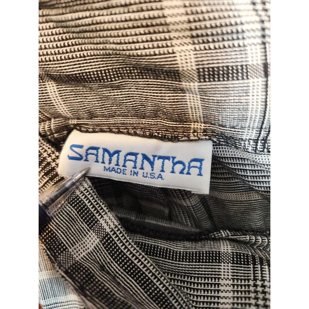 Samantha Skirt Black White Plaid Knee Length Pleated Made USA Vintage!